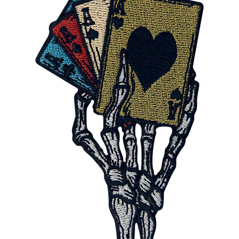 Zegin Skeleton Hand Playing Cards Patch Embroidered Applique Badge Iron