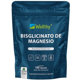 Wellthy Bisglicinato Magnesio 120 Cápsulas 432mg Elemental 100 Natural Alta Absorción Veganas Tech Bottle Free