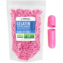 XPRS Nutra Size 0 Empty Capsules -1000 Count Empty Gelatin Capsules - Empty Pill Capsules - DIY Capsule Filling - Pure Bovine Pill Capsules Empty Gel Caps (Pink)