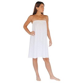 Telegraph Hill Spa Wrap - Single Layer, Microfiber Spa Wrap with 4-Button Closure - White - One Size Unisex Towel Robe - Perfect for Sauna, Gym, & Pool