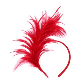 FELIZHOUSE 1920s Fascinator with Feathers Christmas Headband for Women Wedding Tea Party Headwea(Red)
