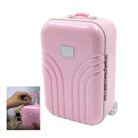 Creative Money Box Luggage Piggy Bank - Modern Desktop Decoration Money Box, Simulation Travel Suitcase Made of ABS Plastic, Cute Mini Small Trolley Travel Box, 16 x 10.5 x 7 cm (1 Piece, Pink)