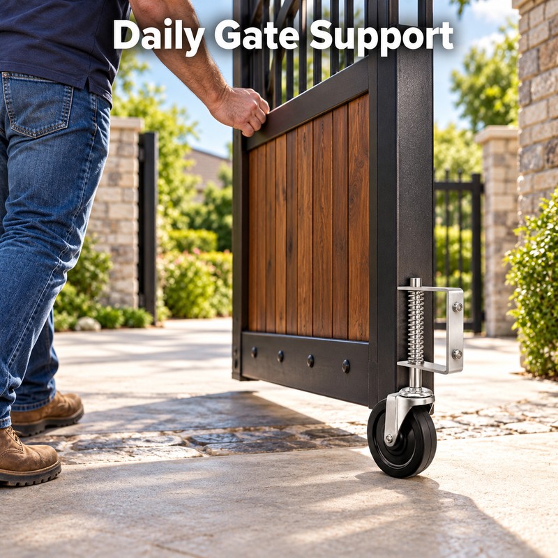 4 Inch Heavy Duty Rubber Gate Caster – Spring-Damped Universal