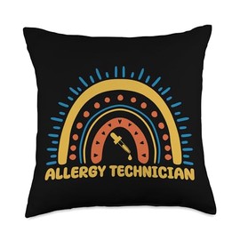 Allergy Technician Boho Rainbow Wear Allergy Testing Expert Throw Pillow