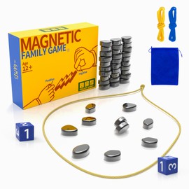 Magnetic Chess Game with 30 Stones & Rocks Set – Fun Strategy Game with String Rope, Includes Extra Magnets for Increased Difficulty, Perfect for Game Nights & Parties, Age 12+