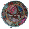 Stylo Culture Cotton Patchwork Embroidered Ottoman Stool Pouf Cover Green