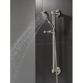 Delta Faucet 9-Spray ADA-Compliant Slide Bar Hand Held Shower with Hose, Stainless 51900-SS