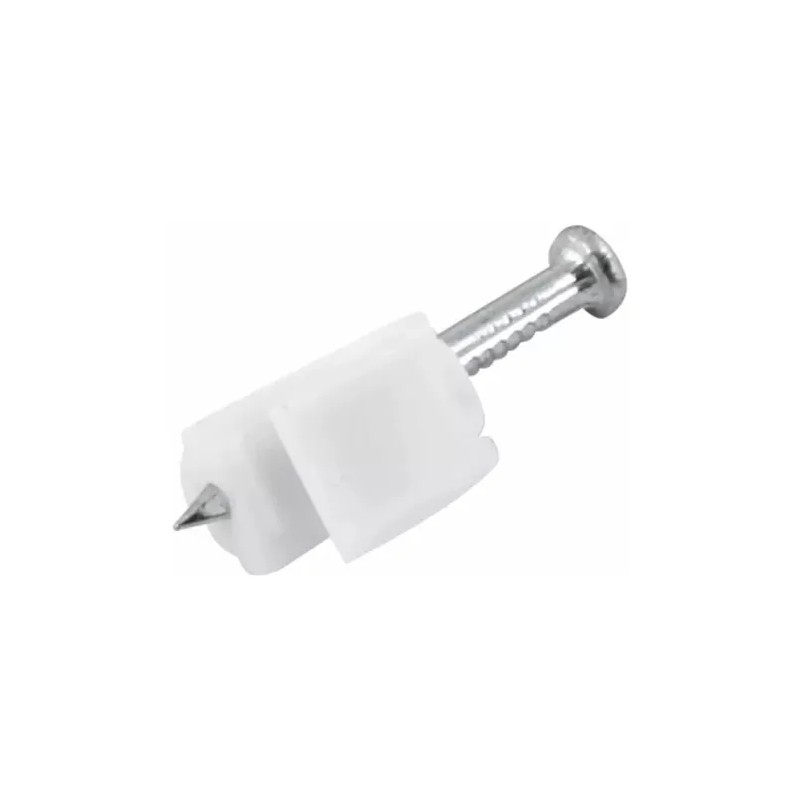 Grapa Para Cable Redondo 6mm Color Blanco 100 Pzs