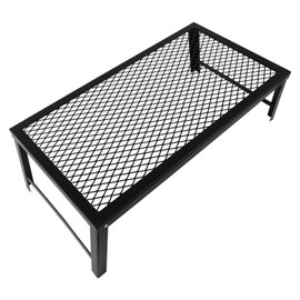 Folding Campfire Grill Camping BBQ Grill Outdoor Fire Pit Cooking Grate Barbecue Griddle Plate Foldable Portable Grill Rack with Legs for Picnic, Black, 21.7 * 11.8 * 7.1in