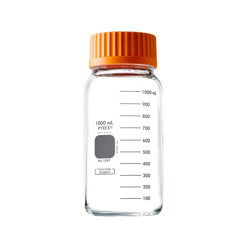 Pyrex Round Wide Mouth Media Storage Bottle with GL45 Screw