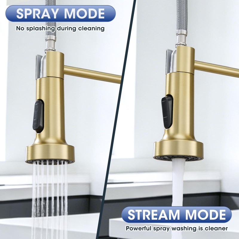 SOEBIZ Kitchen Faucet with Soap Dispenser, 2-Mode Sprayer