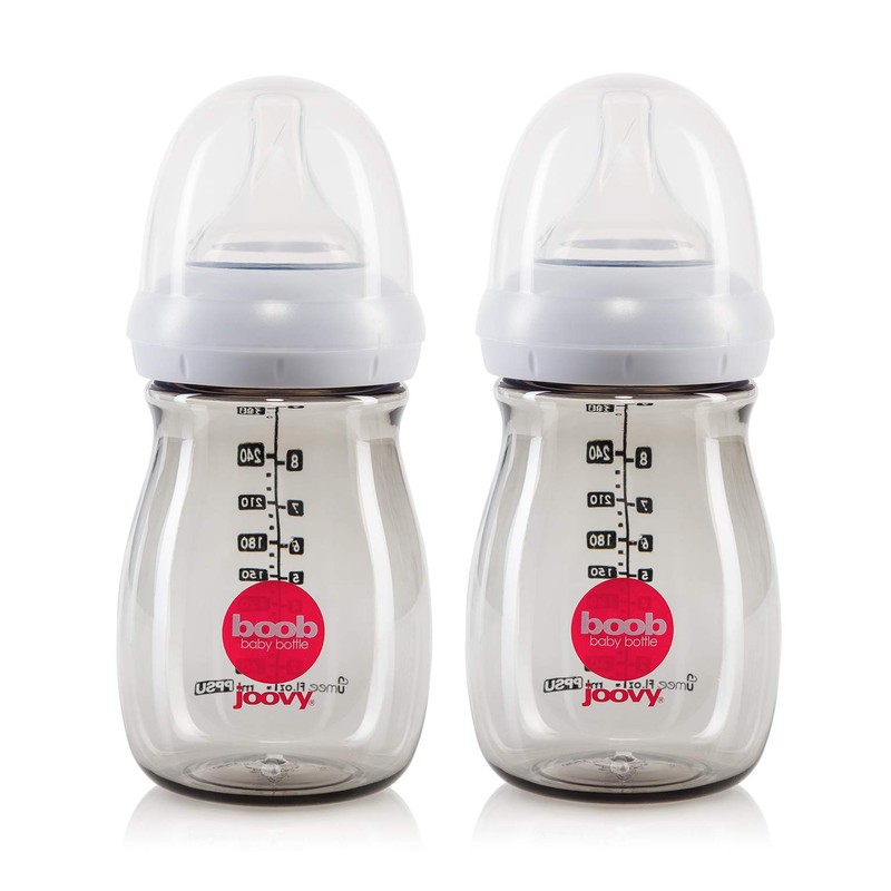 Joovy Boob PPSU Bottle, Grey, 9 Ounce, 2 count