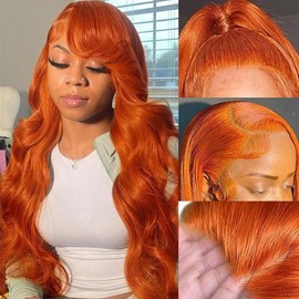 Body Wave #350 Ginger Orange Lace Front Wigs Human Hair 28 Inch 13x4 Hd Ginger Lace Front Wig Human Hair Wear and Go Glueless Ginger Wigs Human Hair Pre Plucked HD Lace Frontal Wig For Black Women