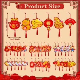 36Pcs Chinese Lunar New Year Decorations Luck Hanging Ornaments Knot Pendant 2026 Spring Festival Decor for Home Office Car Tree Wall Party Decor (Horse)