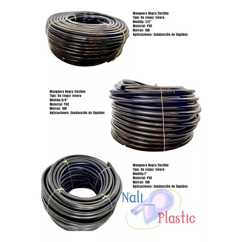 Nali 100 Mts Manguera Pvc De Riego Vivero Uso Rudo