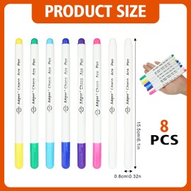 8PCS Water Erasable Fabric Marking Pens Water Soluble Pen Auto-Vanishing Faded Ink Fabrics Marker Water Soluble Embroidery Pen for Sewing, Embroidery, Dressmaking, Quilting, Cross Stitch, DIY, Clothes