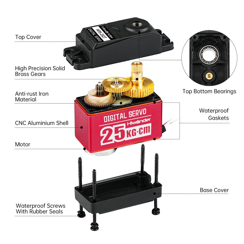 Hiwonder 25KG High Torque Digital Servo Motor Full Metal Gear,