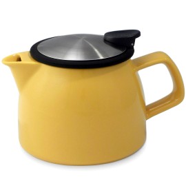 FORLIFE Bell Ceramic Teapot with Basket Infuser, 16-Ounce/470ml