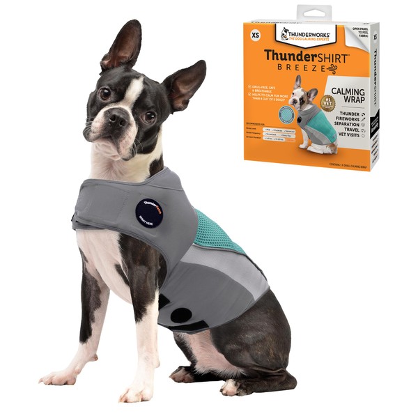 ThunderShirt Breeze for Dogs, X-Small, Aqua, Extra Breathable Mesh Fabric,