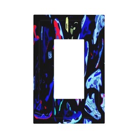 Sghxwp Decorative Outlet Covers Retro Basketball Sport Blacklight Fire Red IV Sneaker 1 Gang Single Decora GFCI Device Light Switch Cover Plate 1 Rocker Wall Plate Jumbo Switch Plate Cover