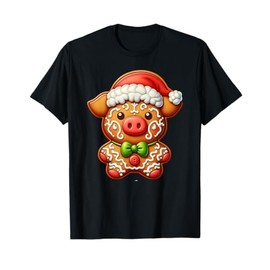 Funny Gingerbread Man Pig Christmas Womens Mens Kids T-Shirt