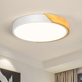 Qamra Ceiling Light, LED Ceiling Light, 30 cm, Living Room Lamp, White, Modern Wooden Lamp for Living Room, Bedroom, Kitchen, Hallway, 4000 K