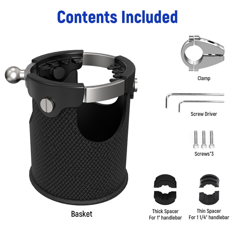 LEXIN LX-C3 Motorcycle Cup Holder with 360°swivel ball-Mount, Large Boat