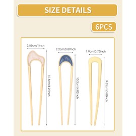 LEEQBCR Pack of 6 French Hair Pins, U Pins Hair Pins, Large French U-Shaped Hair Sticks, U-Shaped Hair Pin for Women, Girls, Bun Hair Accessories