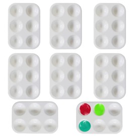 8Pcs 6 Wells White Art Paint Tray Palette Artist Paint Palette Mixing Colour Tray Rectangular Plastic Paint for Painting Party Art Painting and DIY Craft