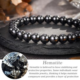 Seyaa Hematite Bracelet Natural Stone Beaded Stretch Bracelets Gifts for Men Bracelet