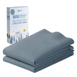 Heirloom Soft, Smooth & Thick Certified 800 Thread Count 100% Cotton Sateen is Superior to Egyptian Cotton Claims, 2 Pillow Cases Standard Size Fits Standard & Queen Size Pillows (Blue)