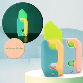 3D Printing Fidget Knife Toy for Adults - Funny Plastic EDC Carrot Knife Toy - Sensory Toys Anxiety Stress Relief Toy - Stocking Stuffers Gift (Pinkwhite + GreenPurple + Lighting)