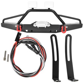 Metal Front Bumper with LED Light Accessory Fits for Axial SCX10  II 90046 RC Car