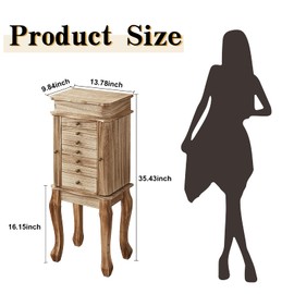 Emfogo Standing Jewelry Armoire, 7 Drawers & 2 Side Doors Jewelry Amoire Cabinet Standing with Top Flip Makeup Mirror, Jewelry Chest Jewelry Boxes
