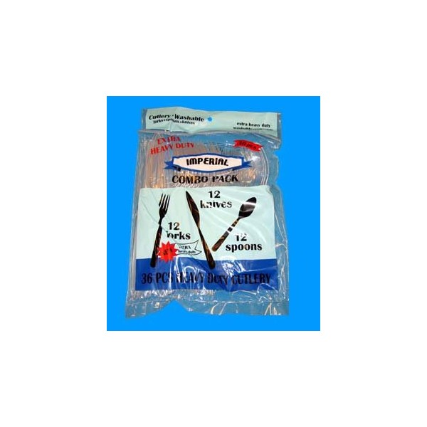 Plastic Cutlery Combo Clear 36 Count, Case of 48