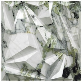 STICKGOO 33 Pack 3D Wall Panels for Interior Wall Decor, Modern Diamond Wall Panels, 12''x12'' Ice Green Marble Effect Accent Wall Covering Panels for Gaming Room Bedroom TV Background