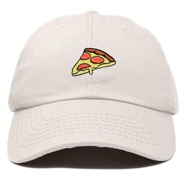 DALIX Pizza Slice Embroidered Dad Cap Cotton Baseball Hat Unisex in Beige