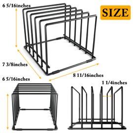 WUGEUSCH Kitchen Pan Organizer and Pot Rack, 5-Slot Steel Holder for Thin Pans, Baking Trays, and Cutting Boards - Space-Saving Storage