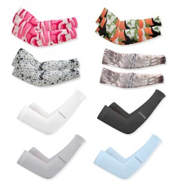 8 Pairs Fashion Cooling Arm Sleeve, UV Sun Protection Arm Compression Sleeve, Cooling Arm Sleeves for Women Men Arm Cover Sleeves Solid for Basketball Volleyball Outdoor Sports