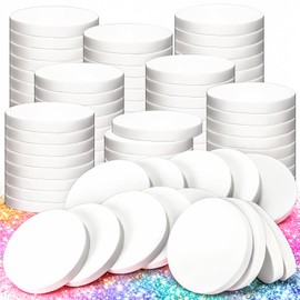 200 PCS White Round Makeup Sponge, Cosmetic Sponge Round Foam Pad Eye Facial Powder Puff, Beauty Makeup Foundation Powder Blender for Women Lady All Skin Types Wet and Dry Dual Use