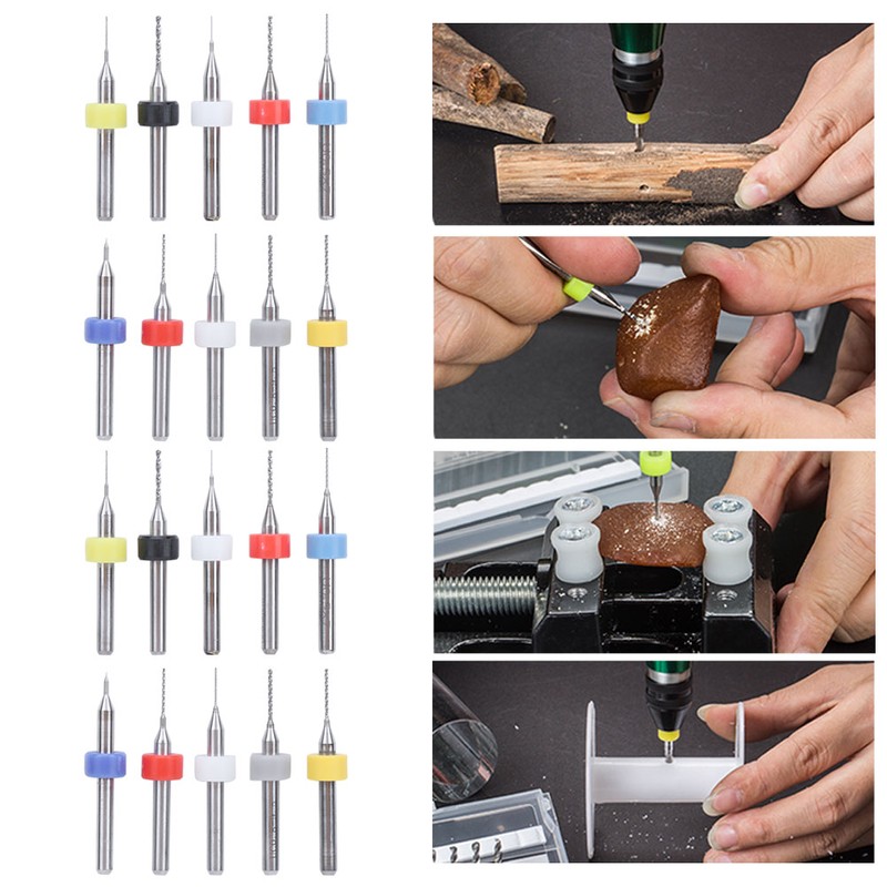 20Pcs Micro Drill Bit Set Alloy Circuit Board Mini Fixed