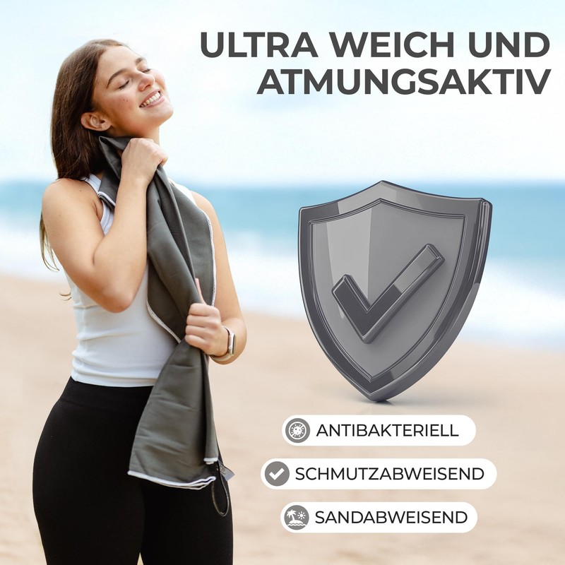 Wowtowelz Microfibre Towel (Dark Grey, 145 x 70 cm)