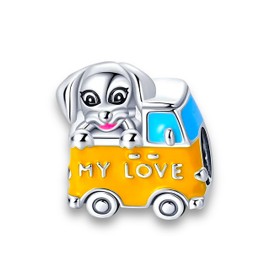 Streetculture Dog My Love - My Love - Camper Caravan Holiday Travel - Charm Bracelet 925 Silver Charm Pendant Jewellery Accessories Gift Sterling Silver, Sterling Silver, No Gemstone