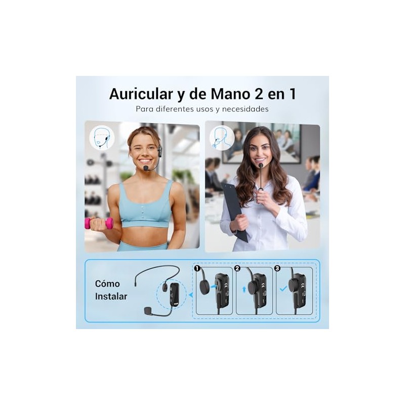 TONOR Auriculares con Micrófono Inalámbrico, Sistema de Auriculares con Micrófono
