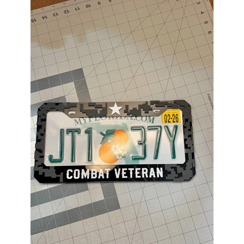 plate frame COMBAT VETERAN Black License Plate Frame Cover, Frame,