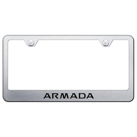Au-TOMOTIVE GOLD Laser Etched Logo Stainless Steel License Plate Frame for Nissan Armada (Brushed Chrome)