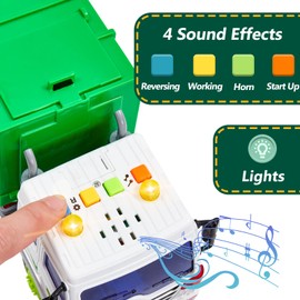 HERSITY Garbage Truck Bin Lorry Toys for 3+ Years Old Boys, Rubbish Trucks Dustcart Toy Cars with Lights and Sounds, Kids Gifts age 4 5 6 Children Girls