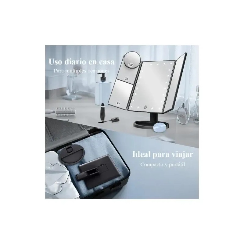 Espejo Maquillaje con Luz Iluminacíon 21 LED y Aumento 1X