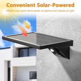 UCGG Solar Wall Light Outdoor, 3-Mode Lighting Wall Light, 2000Lm IP65 Waterproof Type 2 Optical Lens 104 LED with Fast Respond 120° PIR Motion Sensor for Building Exterior, Garden, Pathway