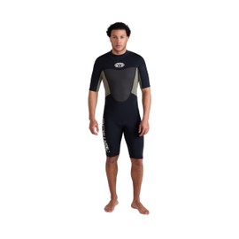 Animal Slater Men's 2mm Shorty Wetsuit - Thick Beach Suit with Back Zip Entry & Flat Seams - Summer, Beach, Swimming, Water Sports Black M